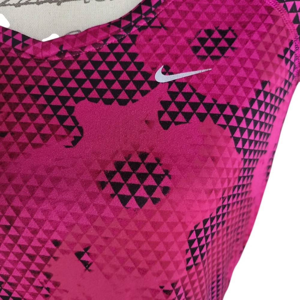 Nike Dri-FIT Pink Geometric Athletic Top L - Picture 4 of 7